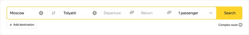 Search form before&nbsp;the&nbsp;changes: from, to, dates, number of&nbsp;passengers and&nbsp;the&nbsp;Search button