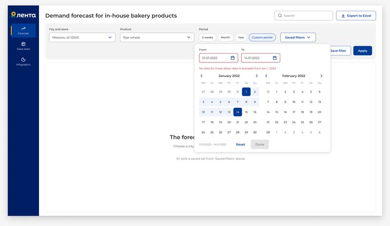 Custom period: the&nbsp;calendar says there is&nbsp;no&nbsp;data for&nbsp;the&nbsp;selected dates, and&nbsp;the&nbsp;Done button is&nbsp;disabled