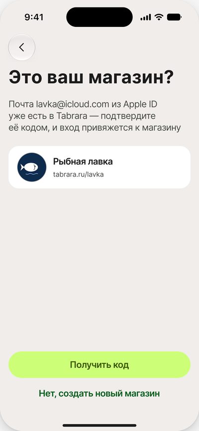 Магазин найден по&nbsp;почте из&nbsp;Apple ID, вход подтверждается кодом из&nbsp;письма
